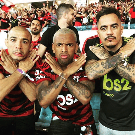 Aldo, Nego do Borel e D2 comemoram vitória do Flamengo - Reprodução Instagram @josealdojunioroficial 