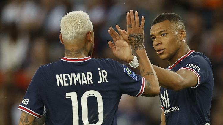 Neymar e Mbappé comemoram - Christian Hartmann/Reuters - Christian Hartmann/Reuters