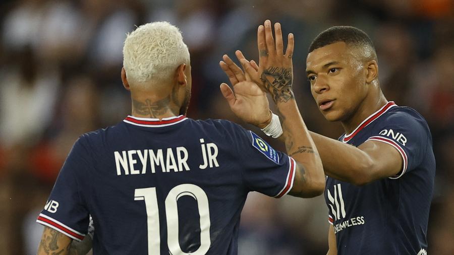 Neymar e Mbappé comemoram - Christian Hartmann/Reuters