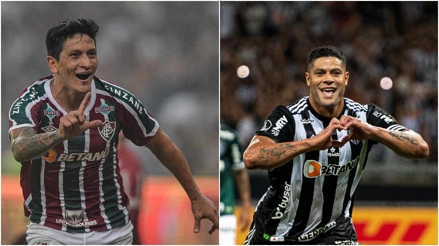 Cano, atacante do Fluminense, e Hulk, atacante do Atlético-MG - Colagem de fotos de Thiago Ribeiro/AGIF e Alessandra Torres/AGIF