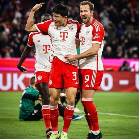 Kim Min-jae e Harry Kane comemoram gol do Bayern de Munique