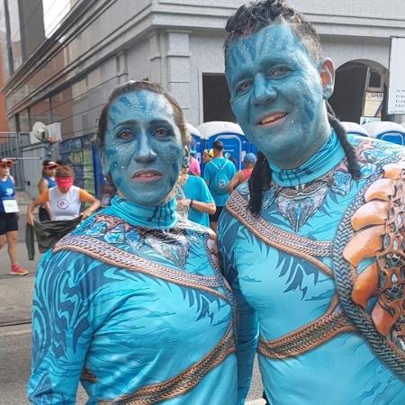 O casal Rosângela e Robson integrou um grupo de amigos inspirado no filme Avatar