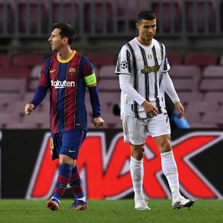 Lionel Messi e Cristiano Ronaldo, durante a partida entre Barcelona e Juventus