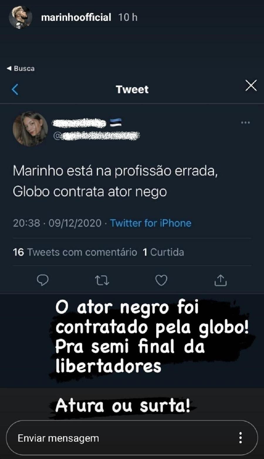 Marinho Rebate Comentario Racista De Torcedora Na Web Atura Ou Surta 17 12 2020 Uol Esporte