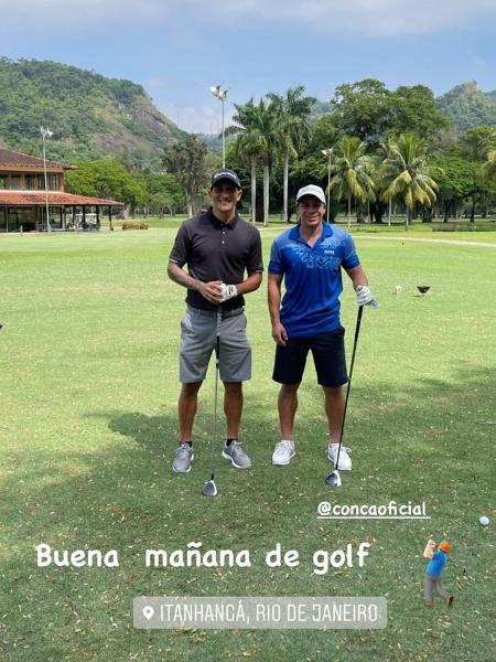 Argentinos Germán Cano e Conca praticam golfe no Rio de Janeiro - Reprodução / Instagram