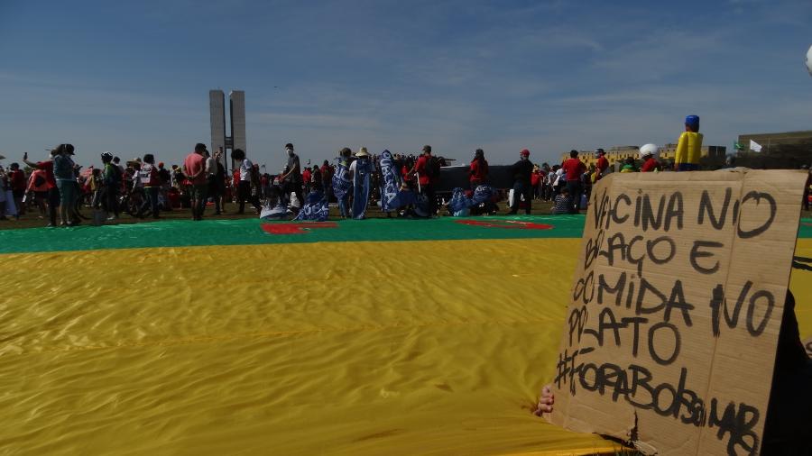 Manifestantes pedem saída de Bolsonaro durante ato em Brasília - Marinho Saldanha/UOL
