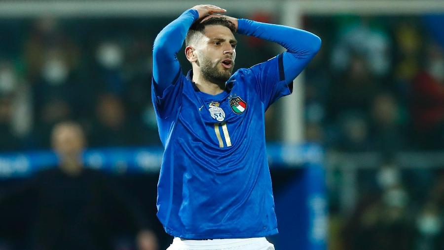 Domenico Berardi lamenta chance desperdiçada em jogo entre Itália e Macedônia do Norte pelas Eliminatórias Europeias - Matteo Ciambelli/DeFodi Images via Getty Images
