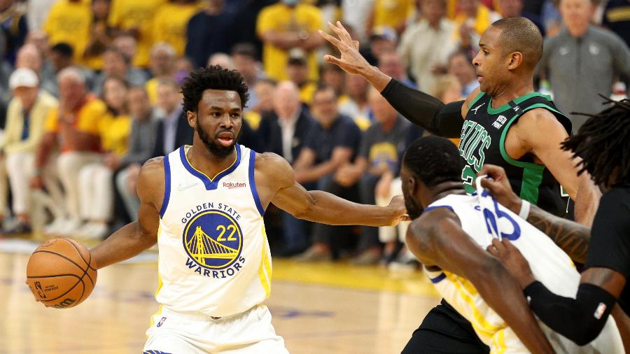 Andrew Wiggins brilhou no jogo 5 das finais da NBA entre Golden State Warriors e Boston Celtics - Ezra Shaw/Getty Images
