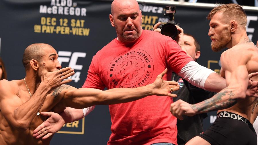 José Aldo e Connor Mc Gregor são separados por Dana White - Josh Hedges/Zuffa LLC/Zuffa LLC