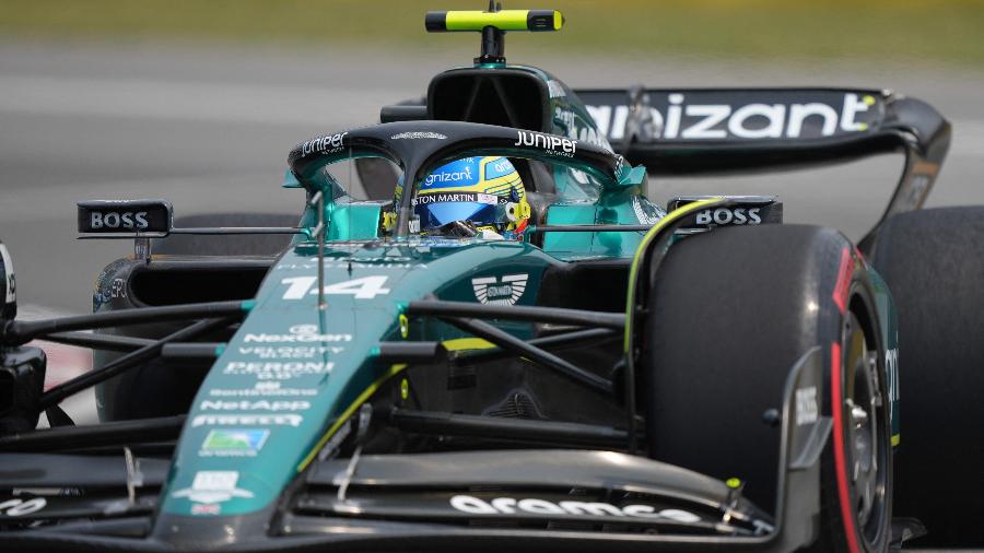 Fernando Alonso durante o primeiro treino livre do GP do Canadá de Fórmula 1 - GEOFF ROBINS/AFP