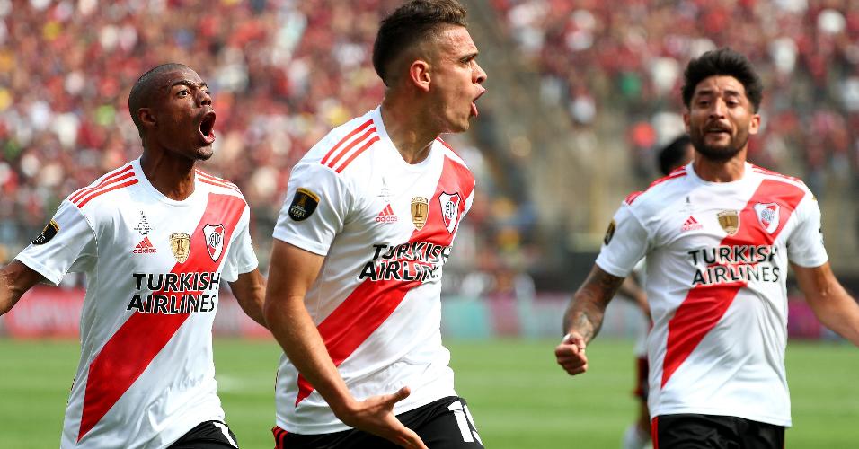 Borré comemora gol do River Plate contra o Flamengo