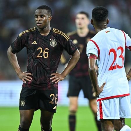 Youssoufa Moukoko durante a partida da seleção alemã contra Omã, no último amistoso antes da Copa - Markus Gilliar/Getty