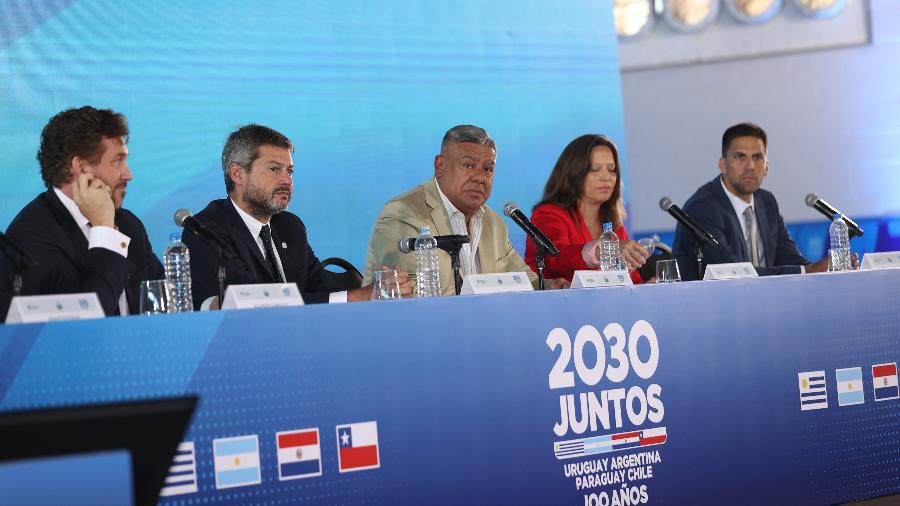 Argentina, Uruguai, Chile e Paraguai lançaram a candidatura para Copa do Mundo de 2030 na sede da AFA, em Buenos Aires - Divulgação/AFA