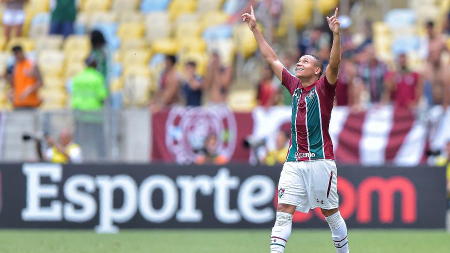 Wellington Silva, do Fluminense, comemora gol diante do Botafogo pelo Carioca. Jogador vivia bom momento no clube - Thiago Ribeiro/AGIF