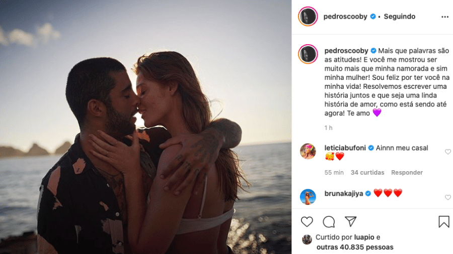Pedro Scooby se declara para esposa e recebe curtida de Luana Piovani - Reprodução/Instagram
