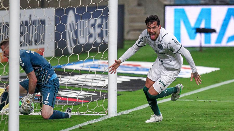 Gustavo Gómez comemora gol do Palmeiras contra o Grêmio na final da Copa do Brasil - Fernando Alves/AGIF