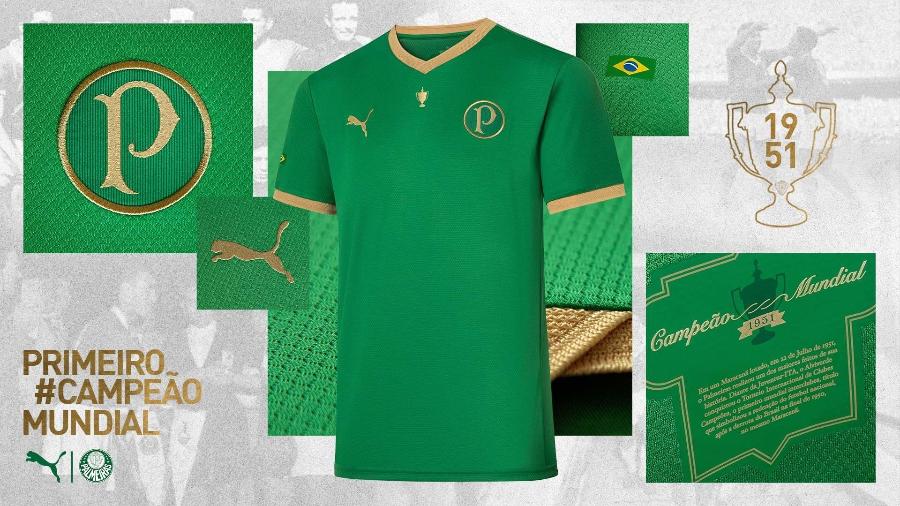 A camisa homenageia os 70 anos do título do Palmeiras - Divulgação