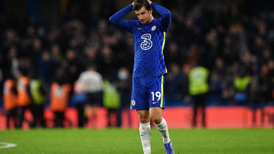 Mason Mount lamenta empate do Chelsea contra o Everton em Stamford Brige - Justin Tallis/AFP