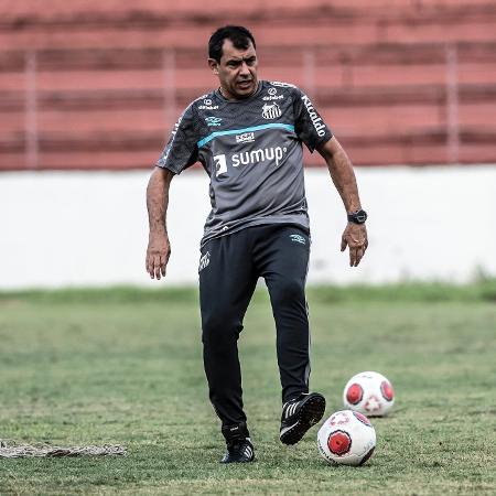 Carille durante treino do Santos no estádio Teixeirão