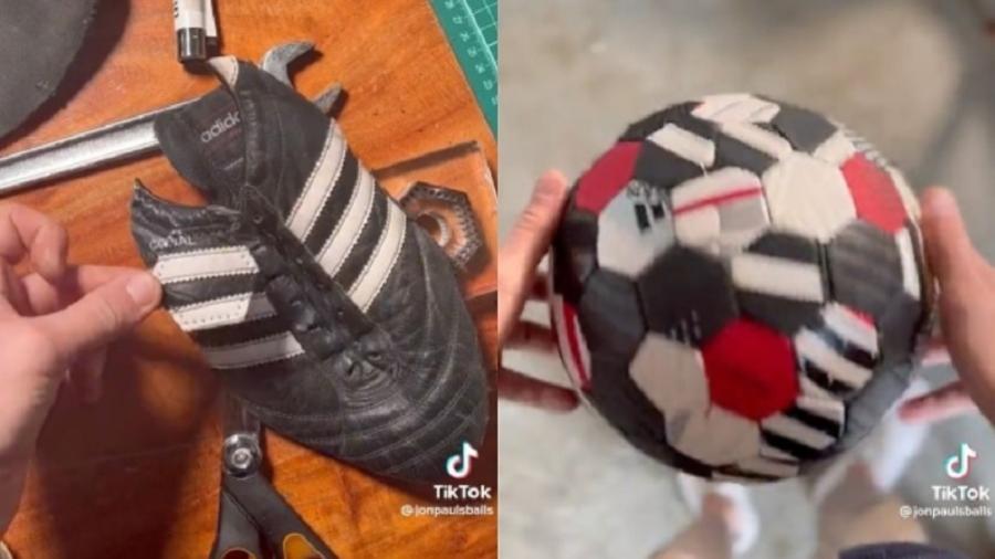 "JonPaulsBalls" viralizou no TikTok por fazer bolas de futebol com materiais inusitados - Montagem/UOL