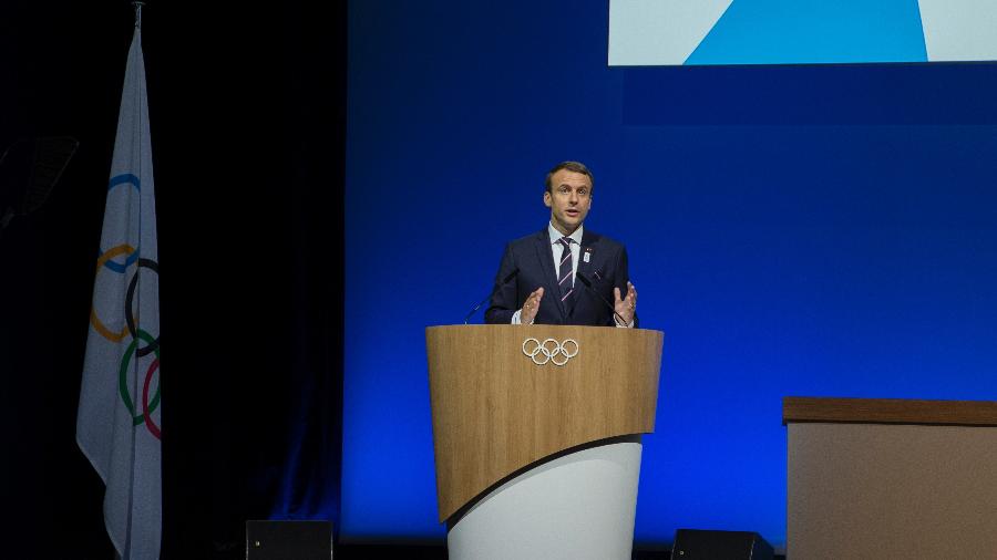 Emmanuel Macron apresenta a candidatura de Paris como sede dos Jogos Olímpicos de 2024 - Greg Martin/COI/Divulgação
