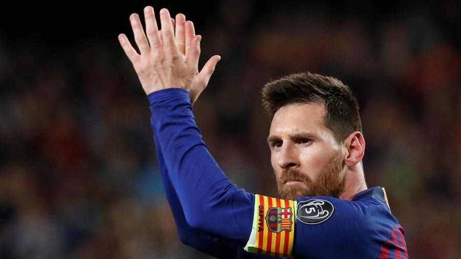 Lionel Messi comemora após marcar pelo Barcelona contra o Liverpool - Susana Vera/Reuters