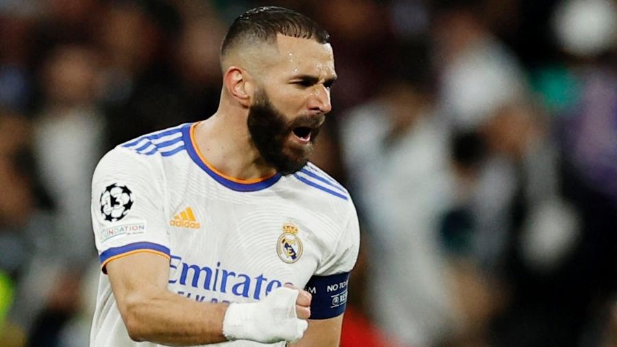 Benzema marcou de pênalti na partida entre Real Madrid x Manchester City, válida pela Champions League - Juan Medina/Reuters