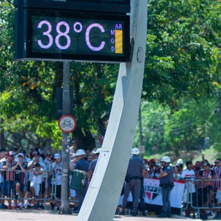 Termômetro marca 38ºc antes partida entre Sâo Paulo FC x Flamengo 