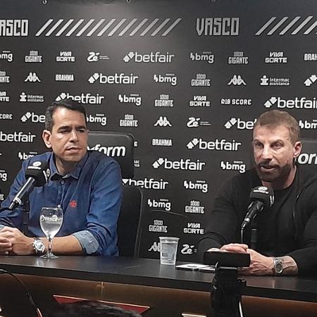 Pedrinho, presidente do Vasco, durante entrevista coletiva