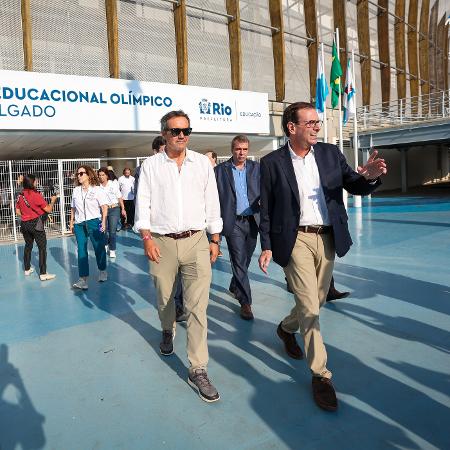 Eduardo Paes e Neven Ilic em visita ao GEO Isabel Salgado, no Parque Olímpico