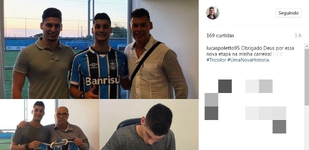 Lucas Costa, 22 anos, deixou o Santos e assinou com o Grêmio até dezembro - Reprodução/Instagram