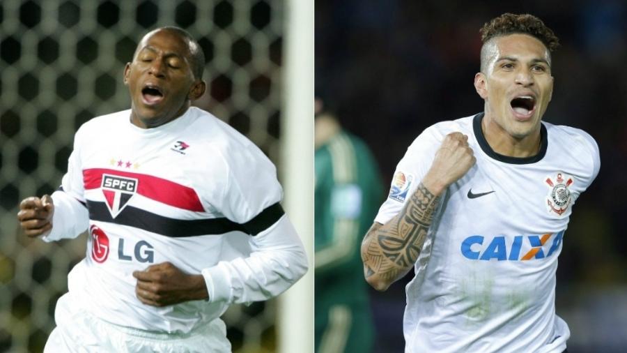 Montagem com fotos de Mineiro (São Paulo x Liverpool) e Guerrero (Corinthians x Chelsea) - AFP e Kiyoshi Ota/EFE/EPA