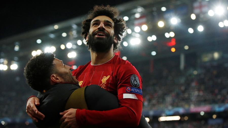 Salah comemora após marcar pelo Liverpool contra o Salzburg - John Sibley/Reuters