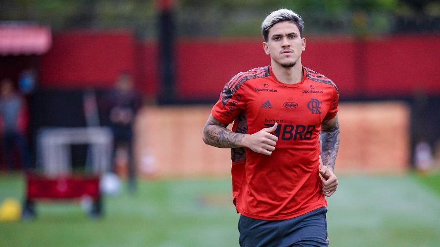 Pedro, atacante do Flamengo, em treino no Ninho do Urubu - Marcelo Cortes/Flamengo