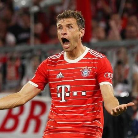 Thomas Müller, do Bayern de Munique, durante jogo contra o Barcelona - Reprodução/Redes Sociais