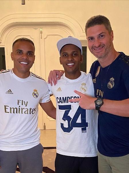 Rodrygo, o pai Eric e o empresário Nick Arcuri: relação estremecida - Reprodução