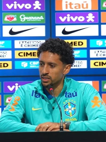 Marquinhos, zagueiro da seleção, em coletiva Marquinhos, zagueiro da seleção, em coletiva