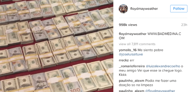  Mayweather esbanja dinheiro nas redes sociais - Reprodução / Instagram