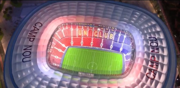 Imagem do projeto do estádio do Barcelona que prevê ampliação para mais de cem mil pessoas - Reprodução Twitter
