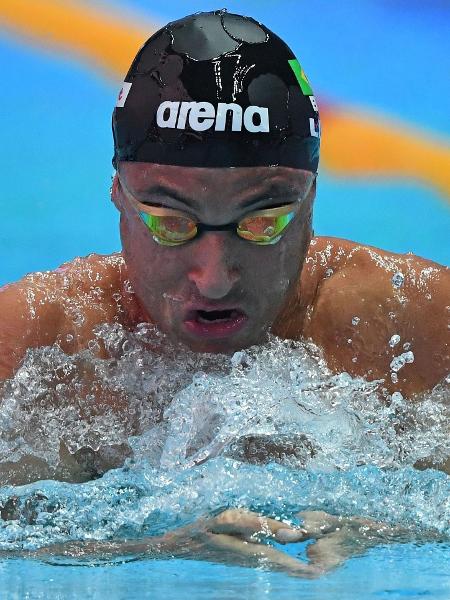 Felipe Lima durante o Mundial de esportes aquáticos na Coreia do Sul  - Ed JONES / AFP
