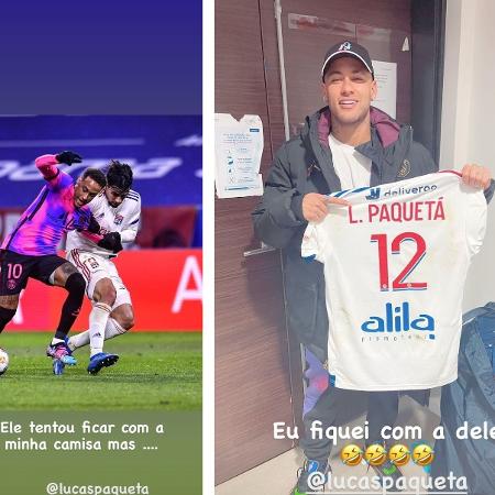 Neymar brincou com Lucas Paquetá após vitória do PSG sobre o Lyon no Campeonato Francês - Reprodução/Instagram