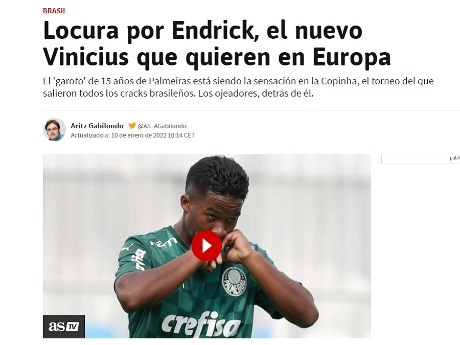 É isto o que está sendo falando nos jornais da Espanha, Endrick