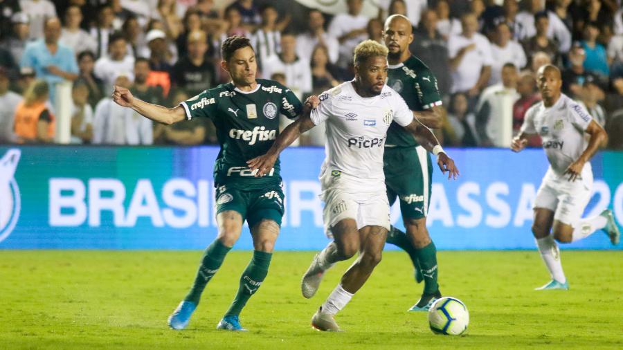 Marinho, durante partida entre Santos e Palmeiras pelo Brasileiro 2019 - Fernanda Luz/AGIF