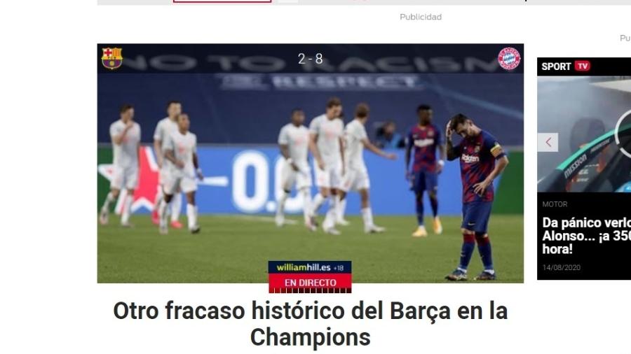 "Outro fracasso histórico do Barça na Champions", classificava o Sport antes mesmo do fim do jogo - Sport.es/Reprodução