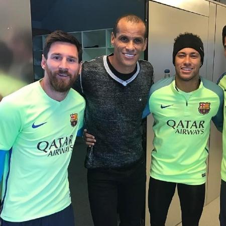 Rivaldo se encontrou com Messi e Neymar no tempo em que o brasileiro ainda atuava no Barcelona - Reprodução/Instagram