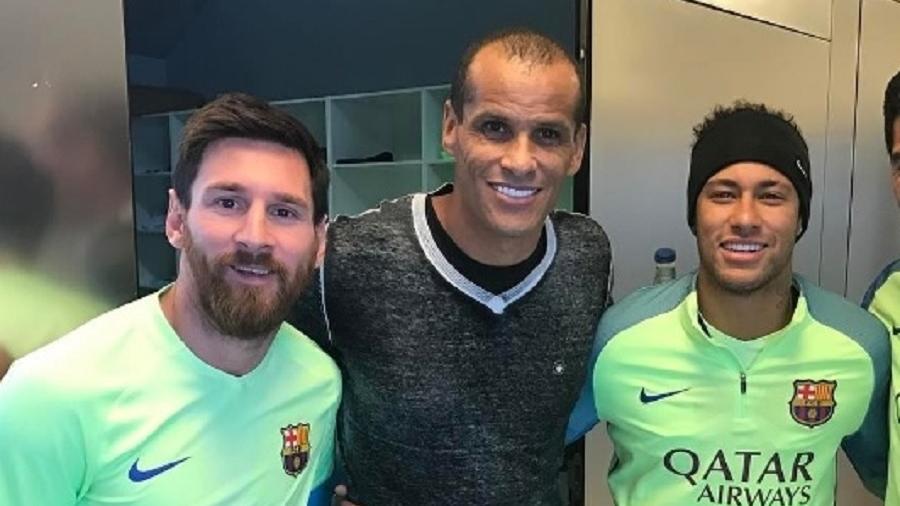 Rivaldo se encontrou com Messi e Neymar no tempo em que o brasileiro ainda atuava no Barcelona - Reprodução/Instagram