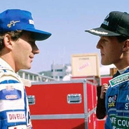 Michael Schumacher e Ayrton Senna em 1994, ano da morte do piloto brasileiro