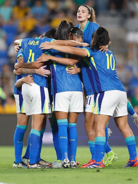 Seleção brasileira feminina comemora gol marcado sobre a Austrália em amistoso Seleção brasileira feminina comemora gol marcado sobre a Austrália em amistoso
