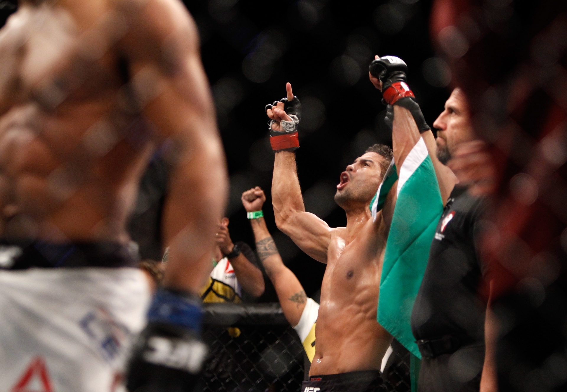 Léo Santos comemora vitória sobre Kevin Lee no UFC 194 - Steve Marcus/Getty Images