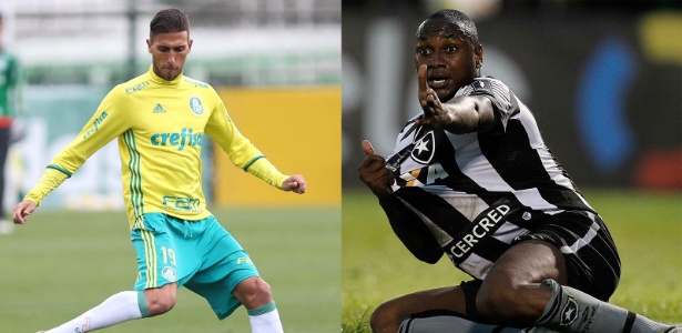 Rafael Marques, do Palmeiras, e Sassá, do Botafogo, interessam ao São Paulo - Fotomontagem: Cesar Greco/Agência Palmeiras e Vitor Silva/SSPress/Botafogo.